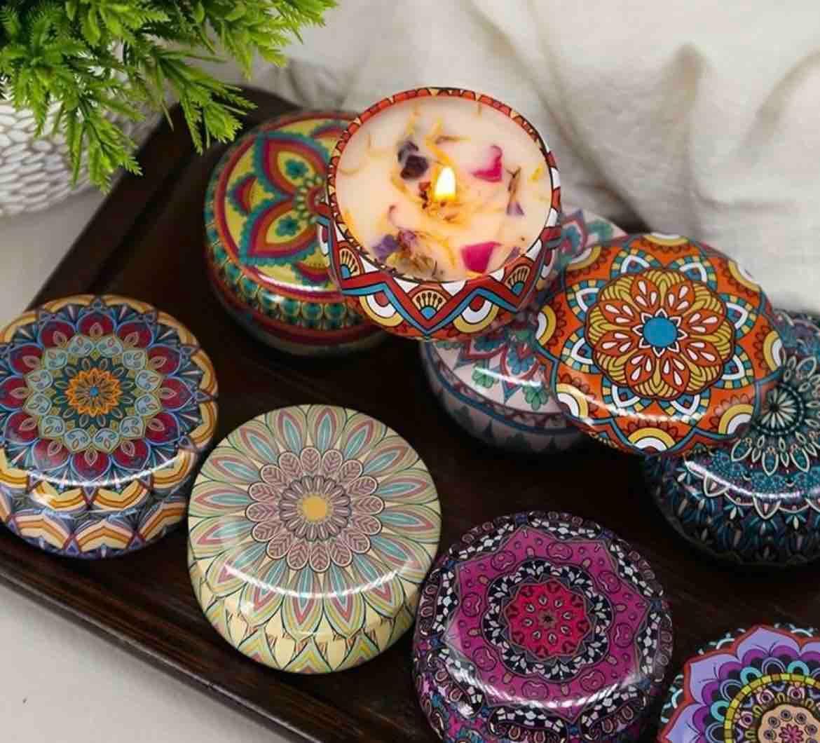 Luxury Scented Candle Gift Set – Decorative Tin Candles for Home Décor (Pack of 1) (Multicolor)