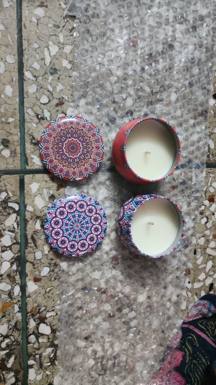 Luxury Scented Candle Gift Set – Decorative Tin Candles for Home Décor (Pack of 1) (Multicolor)