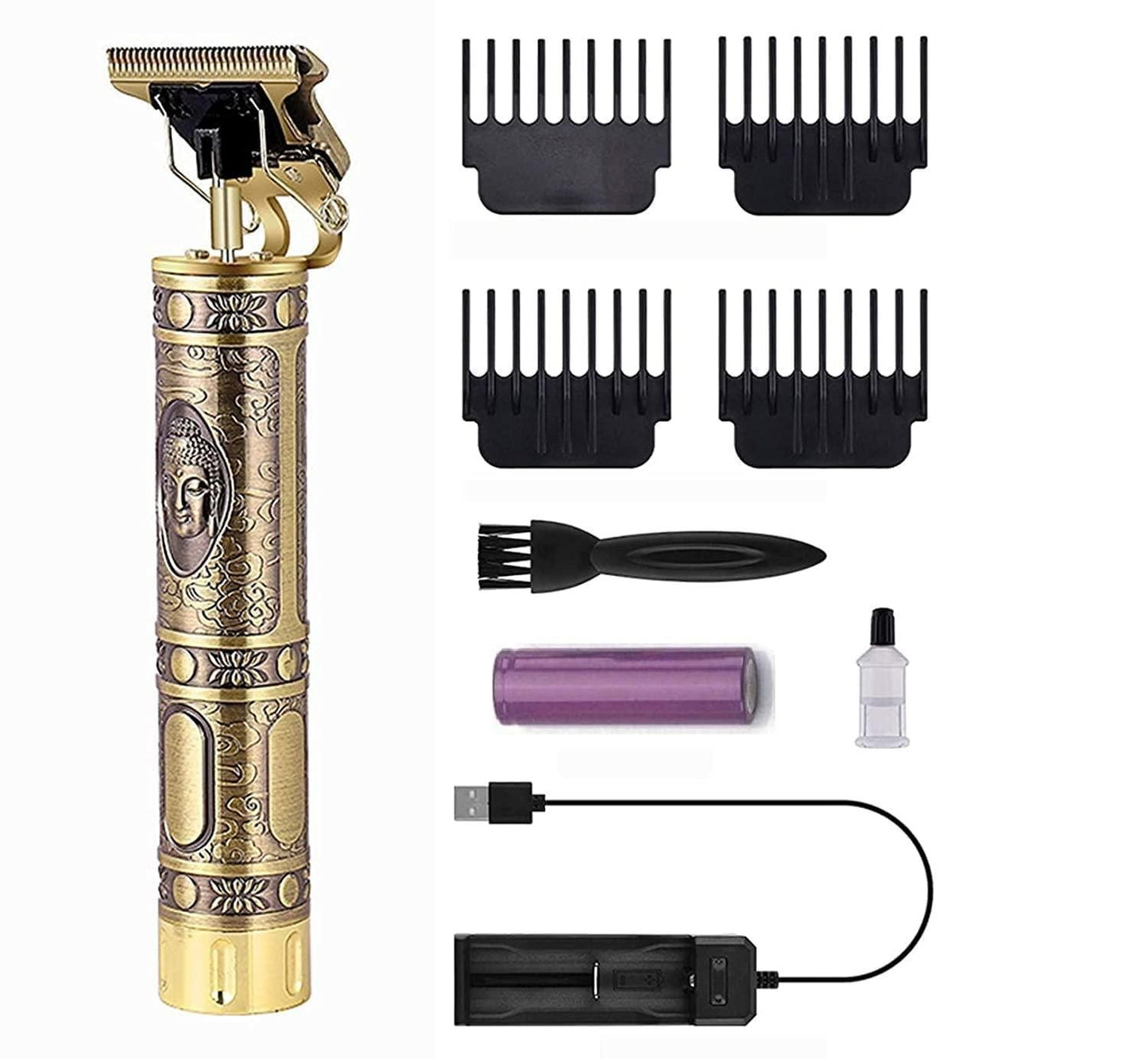Hair Trimmer For Men Buddha Style Trimmer,Adjustable Blade Clipper, Hair,Retro Oil Head Close Cut Precise hair Trimming Machine (Golden)