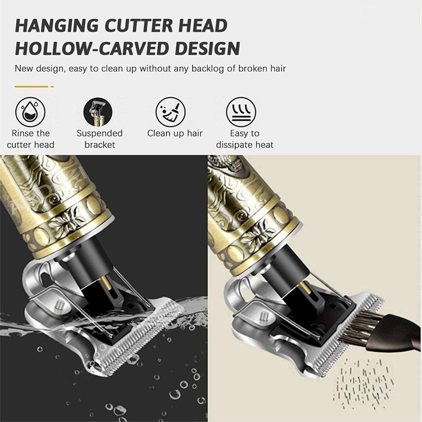 Hair Trimmer For Men Buddha Style Trimmer,Adjustable Blade Clipper, Hair,Retro Oil Head Close Cut Precise hair Trimming Machine (Golden)