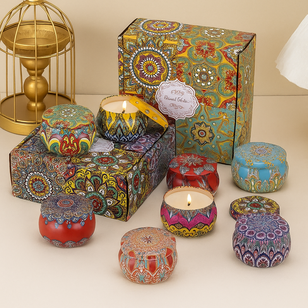 Luxury Scented Candle Gift Set – Decorative Tin Candles for Home Décor (Pack of 1) (Multicolor)