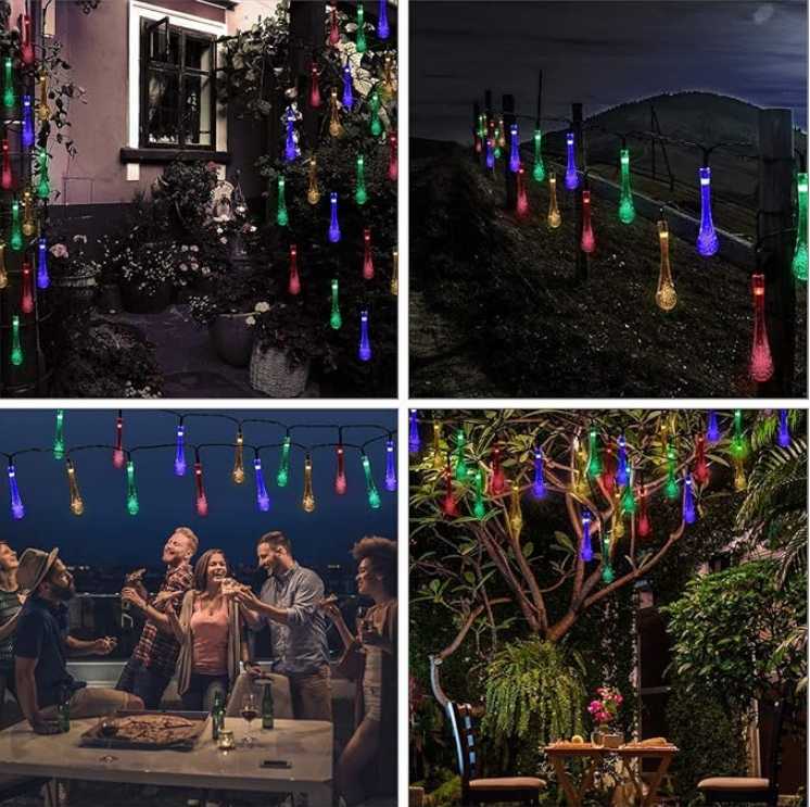 String Lights for Decoration - 14 LED Rain Drop Fairy Lights Waterproof Indoor Outdoor for Home Decoration