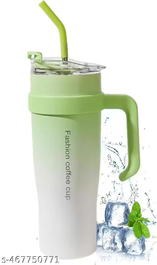 Tumbler with Handle Straw & Lid | Insulated Reusable Stainless Steel Water Bottle | Leak Proof Mug for Office, Gym, Travelling