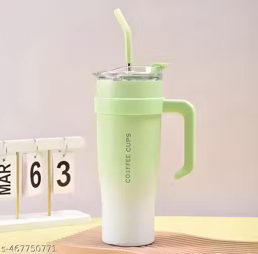 Tumbler with Handle Straw & Lid | Insulated Reusable Stainless Steel Water Bottle | Leak Proof Mug for Office, Gym, Travelling